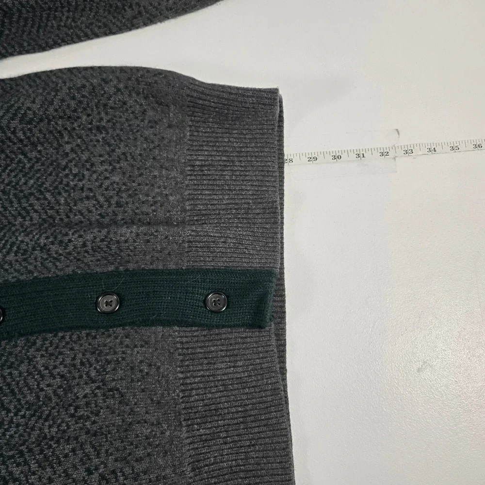Banana Republic Mens Wool Herringbone Shawl Collar Cardigan Grey Green Large
